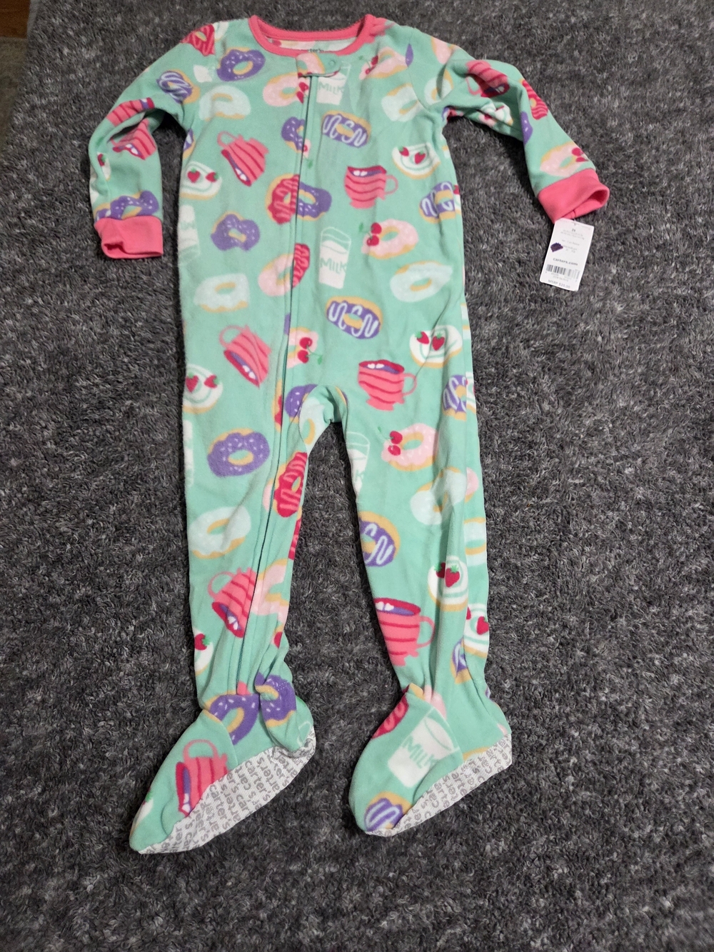 Carter's Mint Green Footed Pajamas with Donut & Cupcake Print